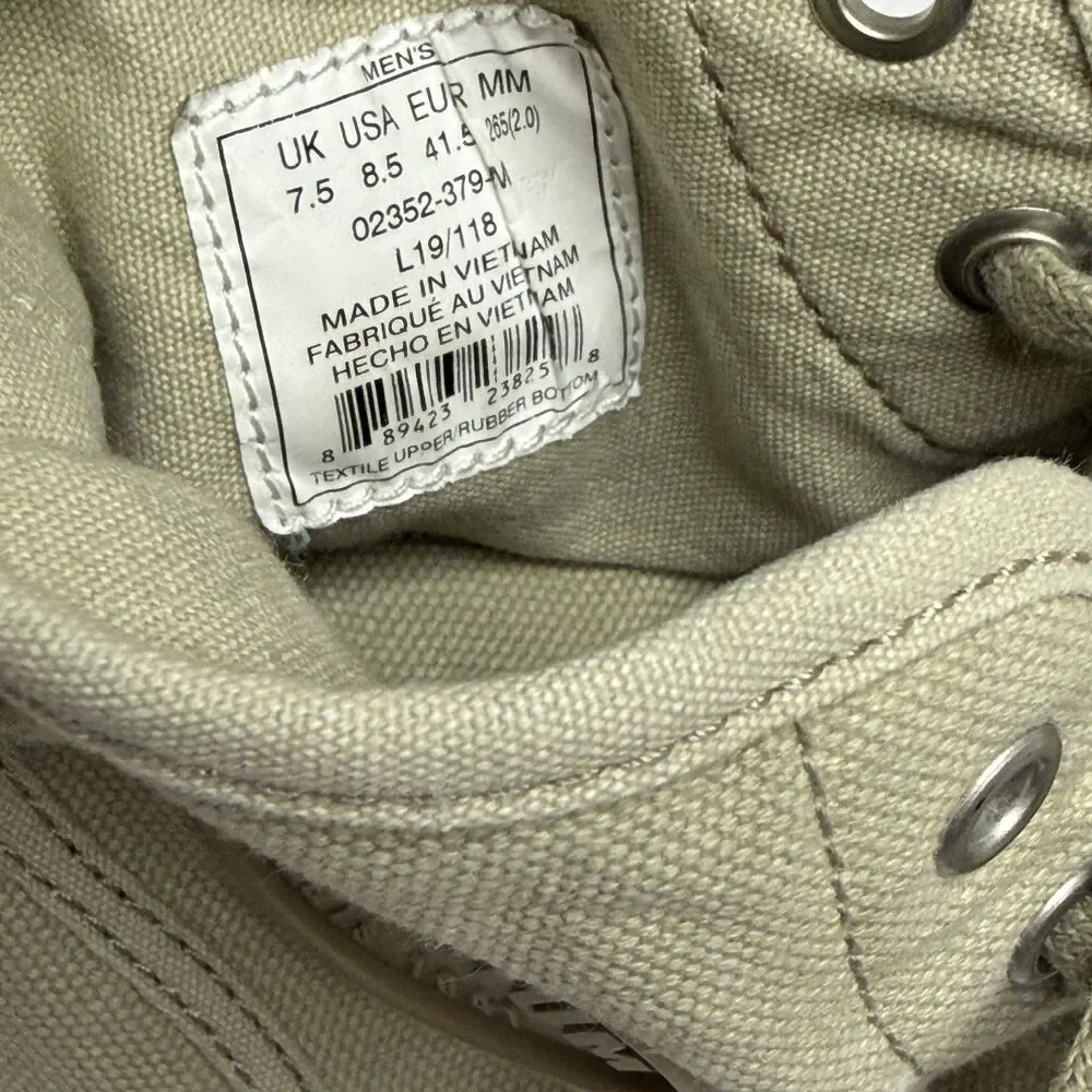 Palladium Depuis 1947 High Top Sneakers Canvas Rubber Toe Cap Tan Men 8.5